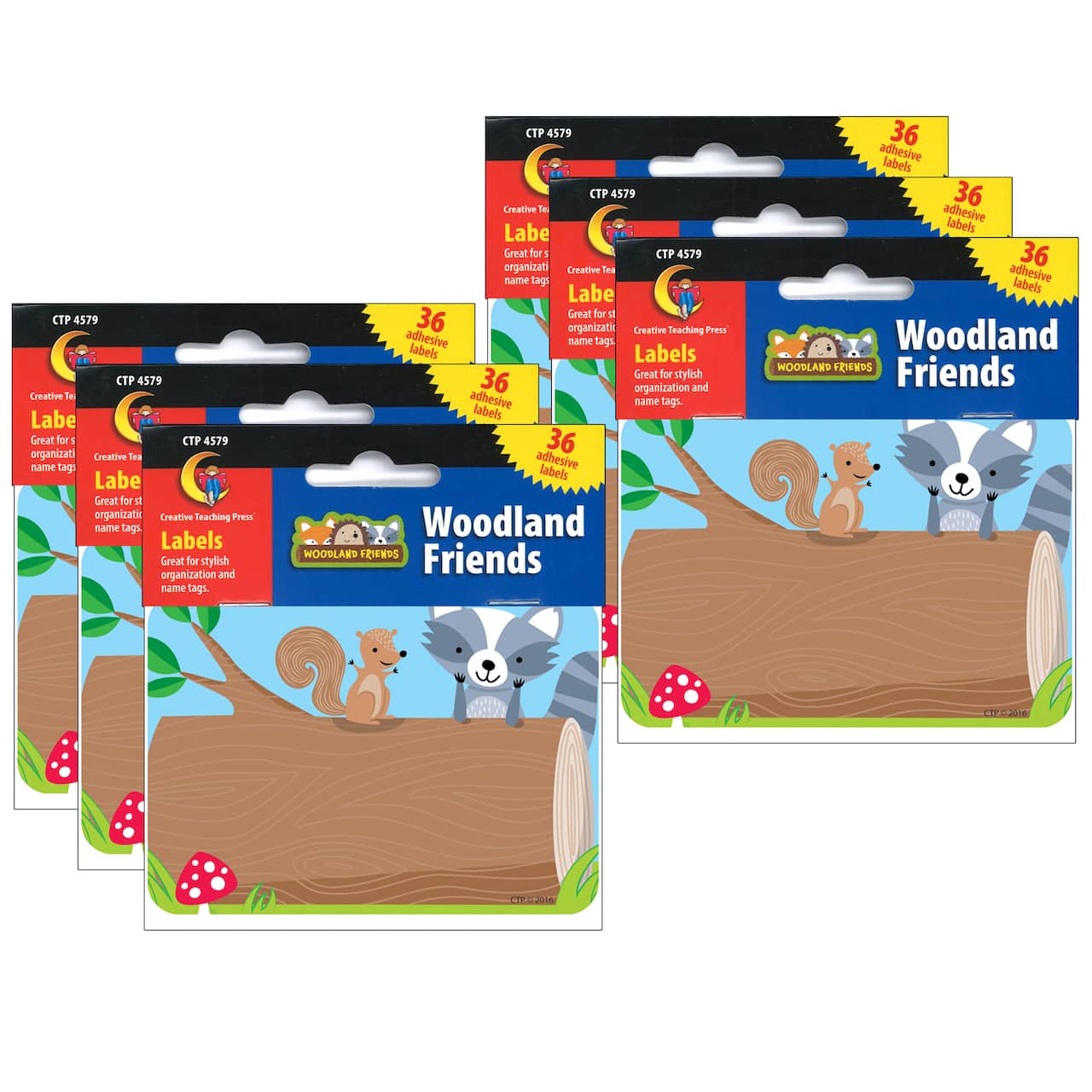Creative Teaching Press&#xAE; Woodland Friends Name Tag Labels, 6 Packs of 36
